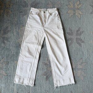 Abercrombie Fitch Jeans Crop Wide Leg Ultra High Rise Sz 26 White Frayed Hem